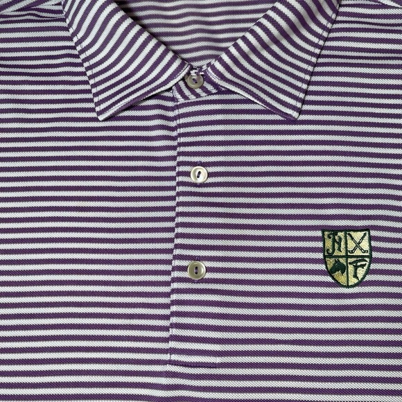 Peter Millar Large L Summer Comfort Golf Polo Shirt Hamilton Farm Purple Striped - Picture 5 of 16